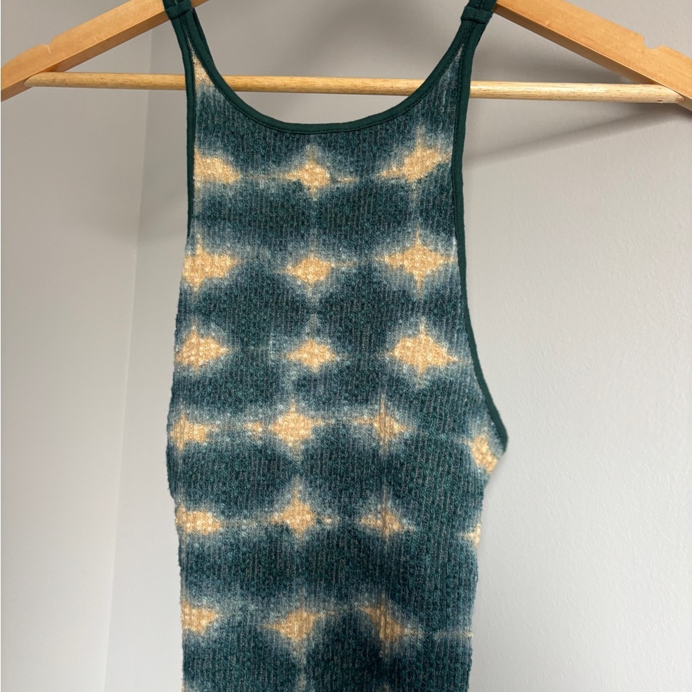 Green and Cream Patterned Tank Top Body Suit